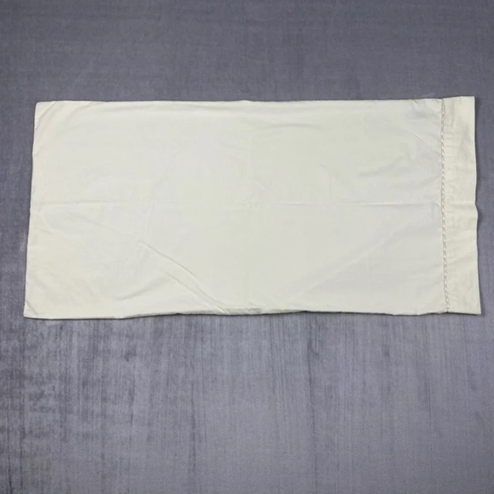 Vtg DreamFit Pillowcase 100% Cotton King Size Made in USA Cream‎ Ivory Piping